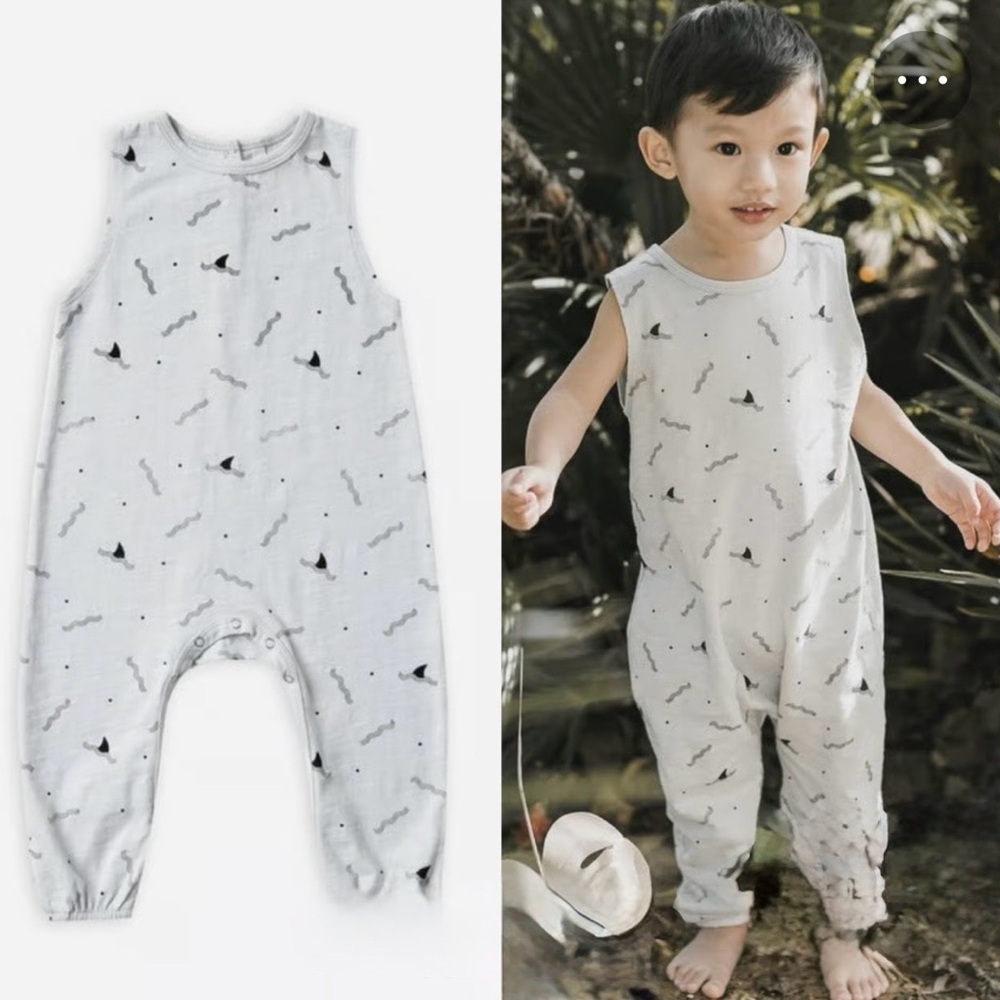 Rylee + Cru Cotton Onesie with Shark Fins